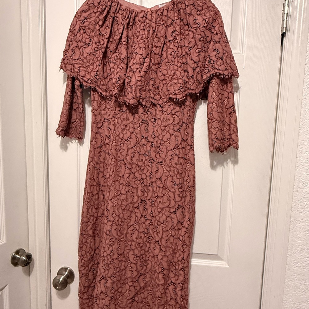 Dainty Jewells Mauve Lace Long Sleeve Dress